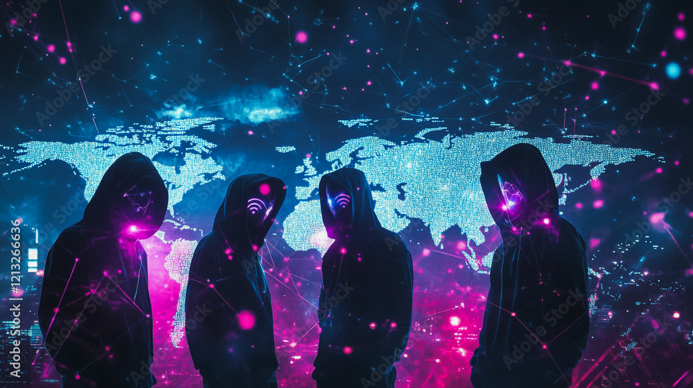 Hacker are planning to hack and attack networks and cyber security systems.team people innovation connection of line from nail node to node on map background , networking concept Hacker are planning to hack and attack networks and cyber security systems.team people innovation connection of line from nail node to node on map background , networking concept