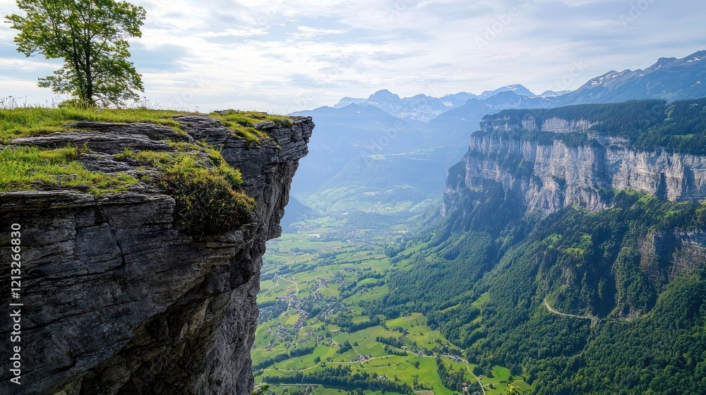 Naklejka premium Mountaintop Cliff overlooking Valley