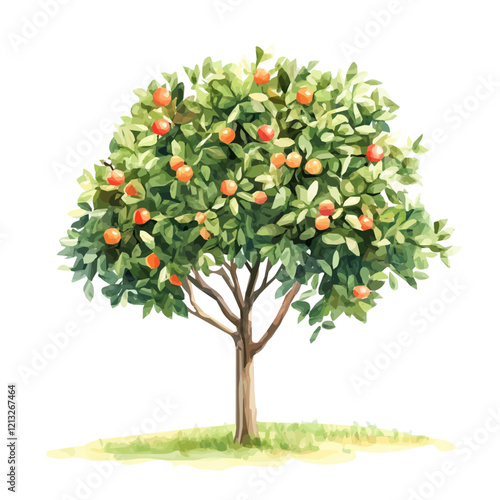 Pili Tree with Fruit | Artistic Watercolor-Style Flat Vector Design.  
