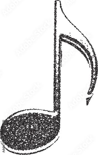 Music vintage y2k stipple art, note halftone stipple brutalist retro vector png with transparent background, melodic 2000s aesthetic photocopy effect tattoo