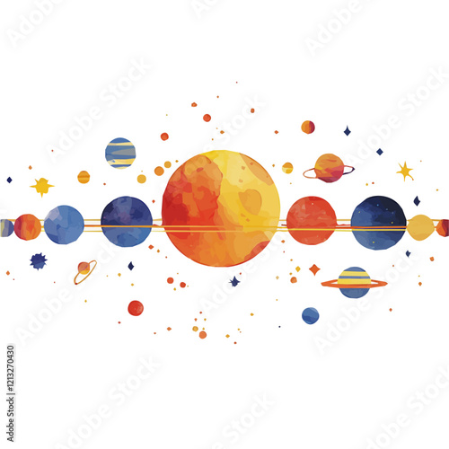 Planetary Magnetosphere | Abstract Watercolor Flat Vector Representation.  
