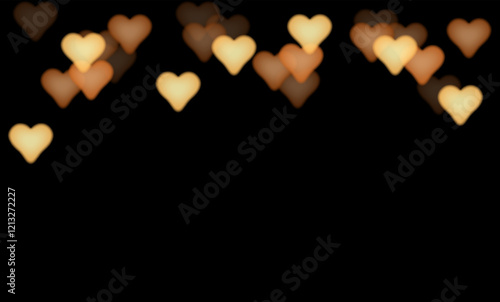 graphic background in the form of vector golden hearts with bokeh effect. perfect illustration for valentine's day