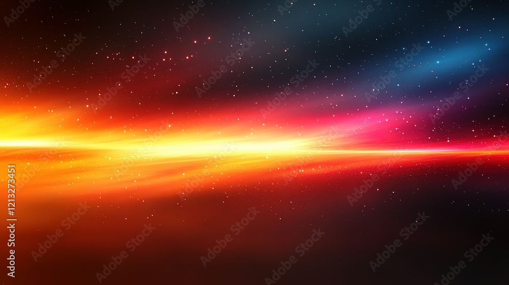 Fototapeta premium Cosmic Nebula Red Orange Yellow Blue Starscape