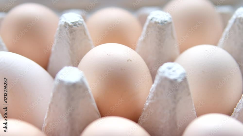 Fresh brown eggs in carton box rotating. Chicken eggs in packaging. Vertical footage for stories. Organic food. Close-up of hen eggs. Farm concept. Close-up in 4K, UHD. High quality 4k footage Fresh brown eggs in carton box rotating. Chicken eggs in packaging. Vertical footage for stories. Organic food. Close-up of hen eggs. Farm concept. Close-up in 4K, UHD. High quality 4k footage