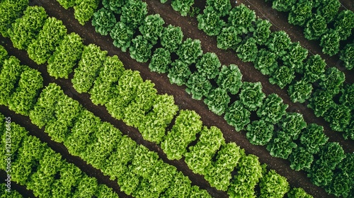 Aerial View of Rows of Cultivated Lettuce in a Hydroponic Farm