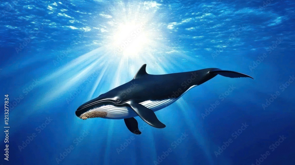 Obraz premium Whale in Sunlit Ocean Depths