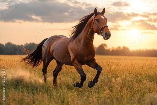 Wallpaper Mural Horse Galloping Over Grasses Torontodigital.ca