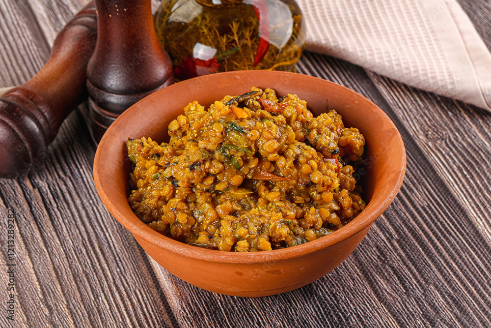 Vegan garnish - lentil with vegetables Vegan garnish - lentil with vegetables