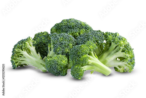 Fresh pile of broccoli on white background
