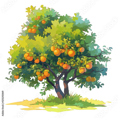 Santol Tree with Hanging Fruit | Elegant Watercolor Nature Illustration.  
