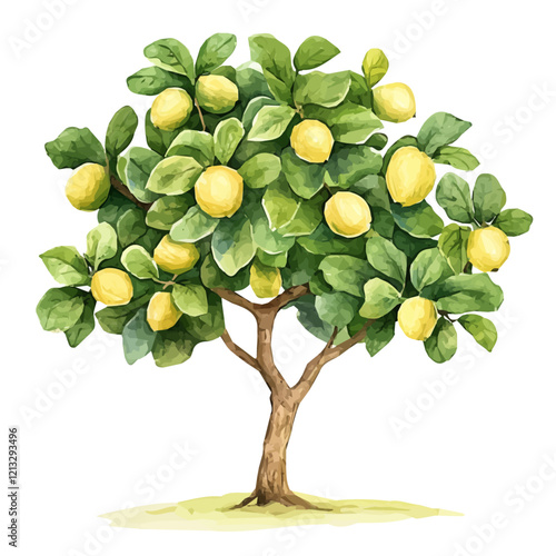 Santol Tree with Hanging Fruit | Elegant Watercolor Nature Illustration.  
