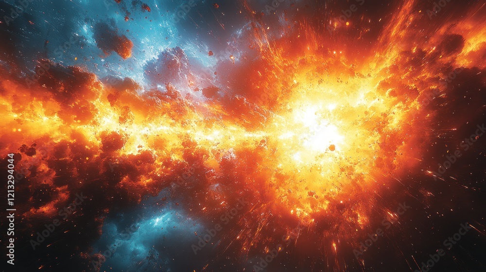 Naklejka premium Comic Book Explosion Background Dynamic Thunder Flash Energy Design