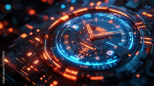 Wallpaper Mural Futuristic Digital Clock with Neon Light Effect in Cyberpunk Style Torontodigital.ca