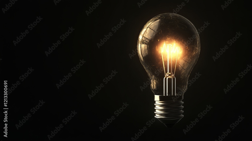 Glowing Light Bulb Illuminating Darkness, Symbolizing Innovation and Technology Concept Glowing Light Bulb Illuminating Darkness, Symbolizing Innovation and Technology Concept