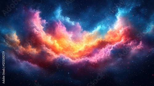 Colorful nebula in space with vibrant hues.