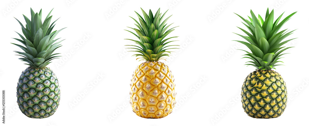 Isolated Pineapples on Transparent Background for Creative Design Use Isolated Pineapples on Transparent Background for Creative Design Use