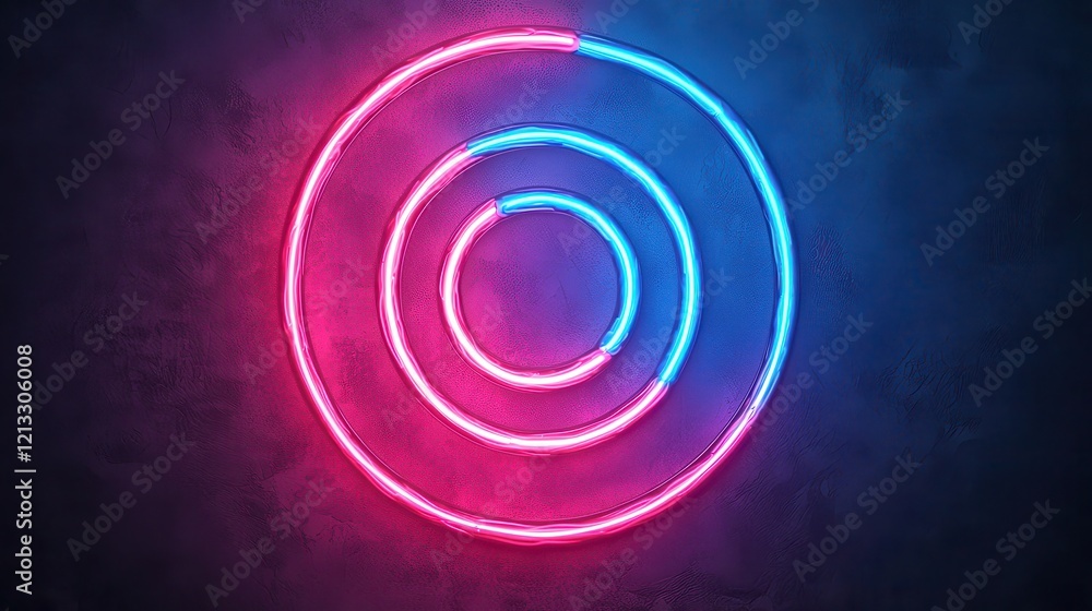 Neon Circles in Pink and Blue Glow on Dark Background Neon Circles in Pink and Blue Glow on Dark Background