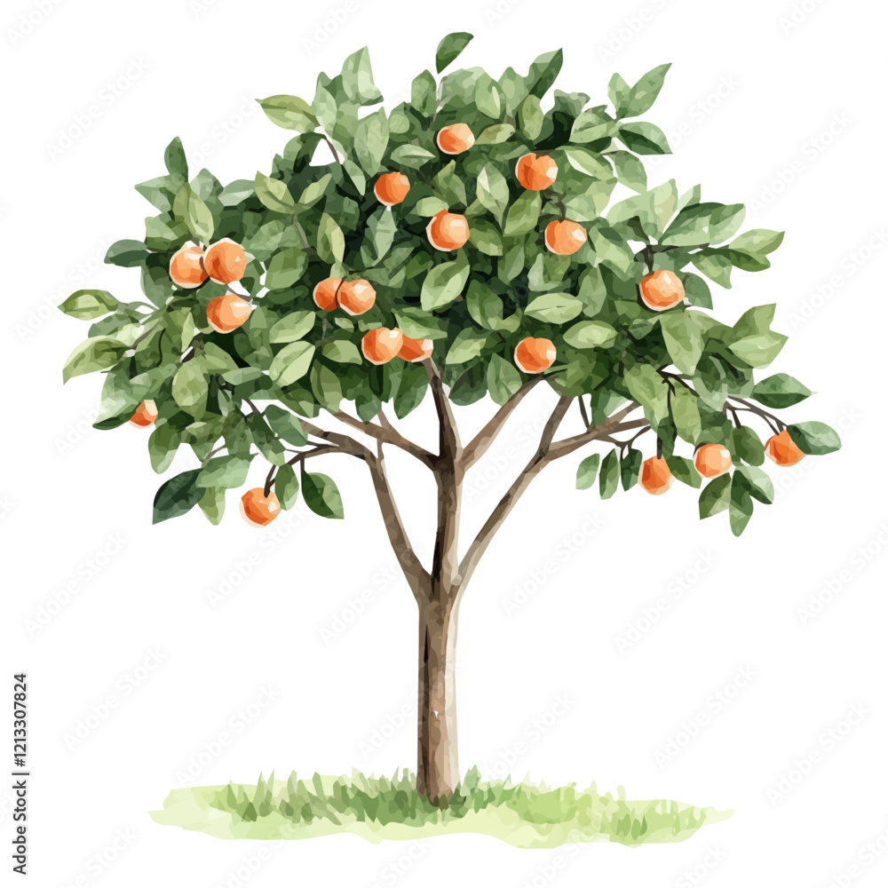 custom made wallpaper toronto digitalSugarberry Tree with Fruit – Watercolor Illustration, Botanical Art, Fruit-bearing Tree Painting, Nature-inspired Artwork, Lush Watercolor Tree with Fruits