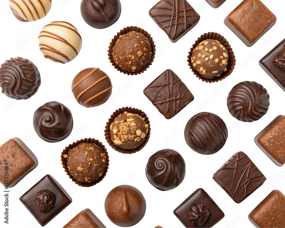 Collection set of chocolate truffles, pralines isolated on transparent background, png Collection set of chocolate truffles, pralines isolated on transparent background, png