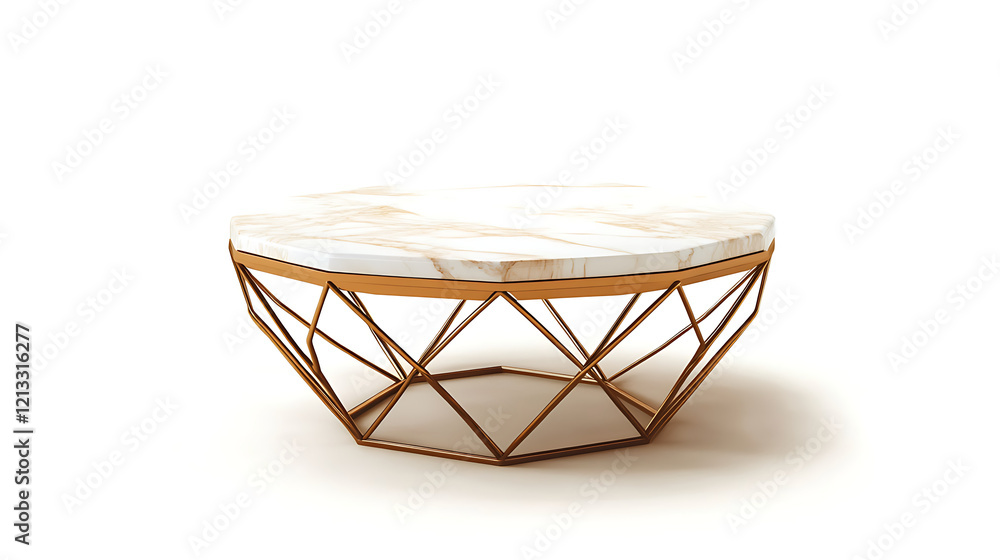 Fototapeta premium A gold and white coffee table with a diamond pattern