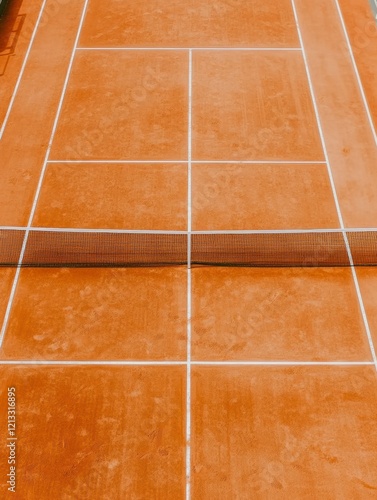Obraz na płótnie Clay tennis court with white lines, sports-inspired abstract branding - minimalist editorial brand content for social media faceless digital marketing, website background, blog cover w salonie