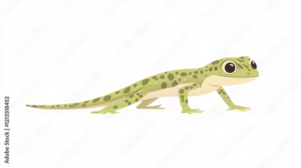 Fototapeta premium Adorable Green Gecko in Isolated Design: Wide Angle Center View