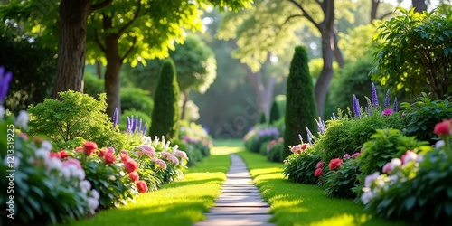 Fototapeta Naklejka Na Ścianę i Meble -  A serene and vibrant garden scene