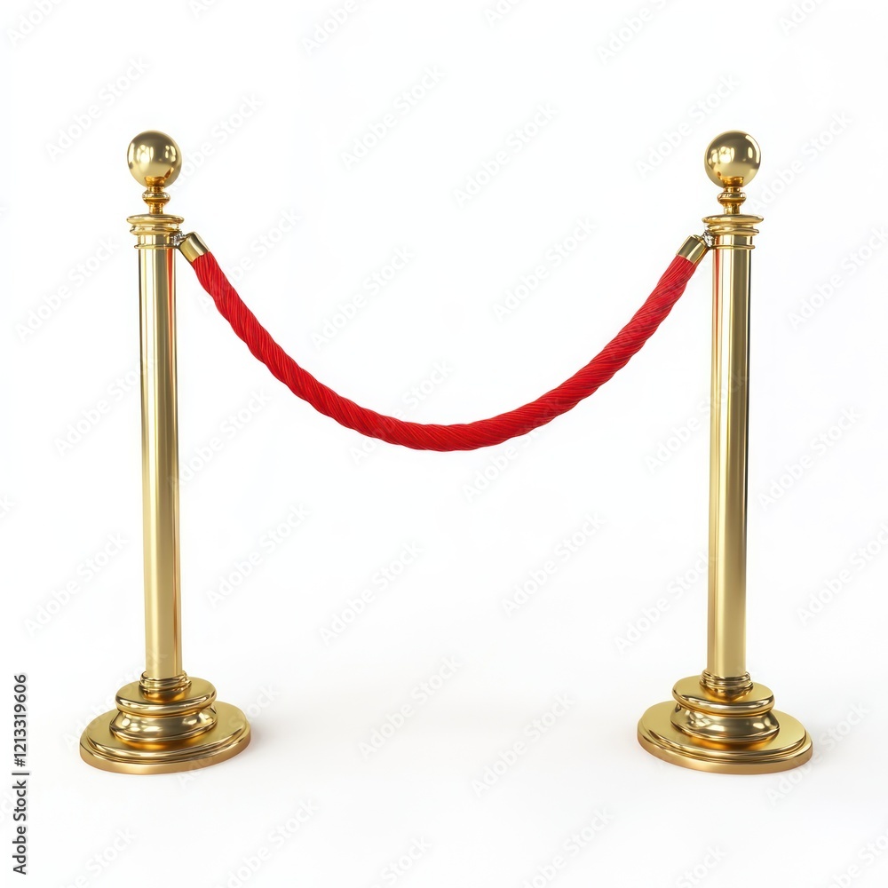 Elegant Gold Stanchions with Red Velvet Rope: VIP Access, Exclusive Event, Ceremony Entrance Elegant Gold Stanchions with Red Velvet Rope: VIP Access, Exclusive Event, Ceremony Entrance