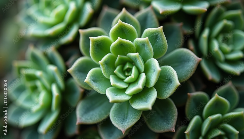A stunning close-up of vibrant green succulents showcases their intricate rosette shapes and textured leaves. The image radiates tranquility and natural beauty, inviting viewers to appreciate the A stunning close-up of vibrant green succulents showcases their intricate rosette shapes and textured leaves. The image radiates tranquility and natural beauty, inviting viewers to appreciate the