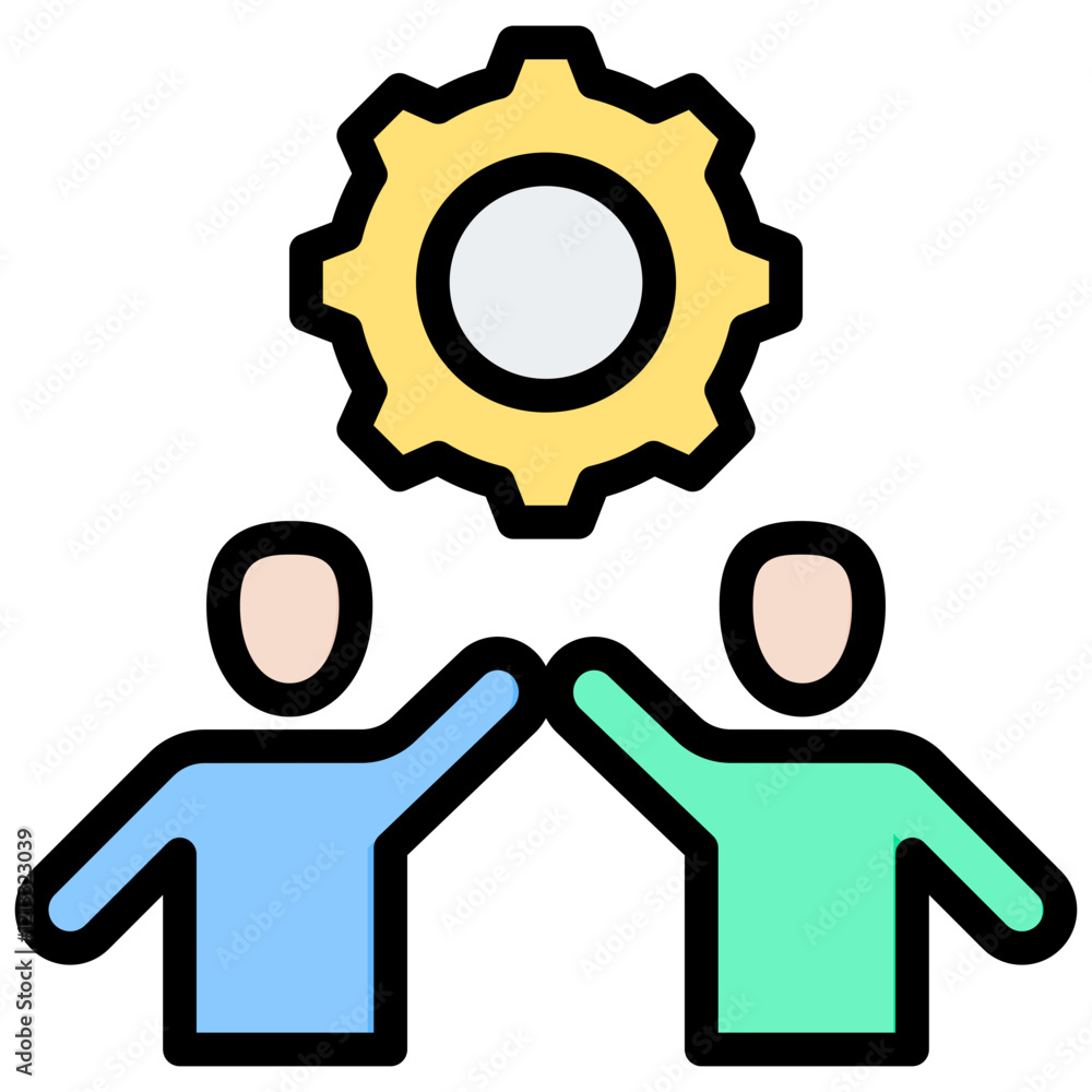 Obraz premium Teamwork Outline Color Icon