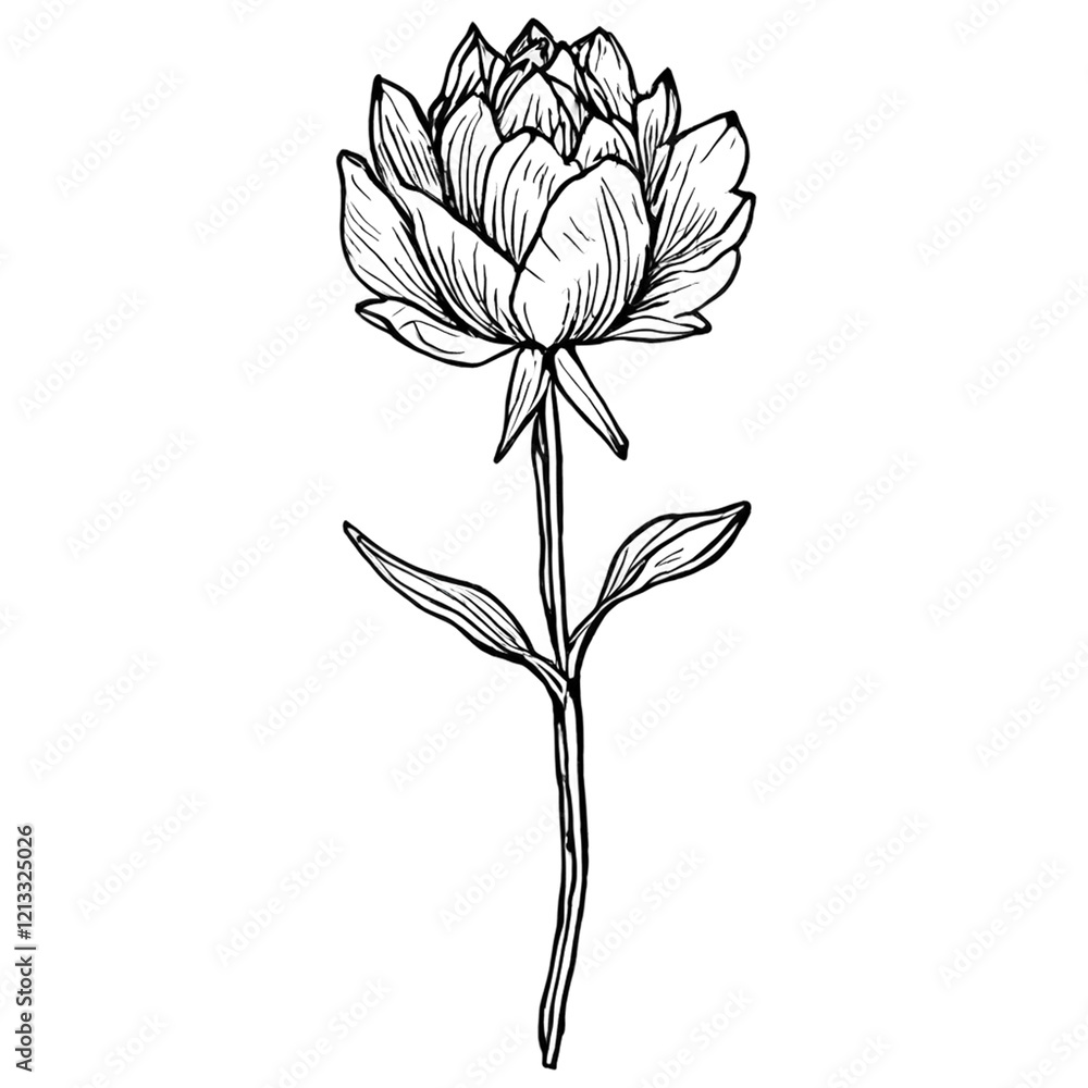 Obraz premium Line Drawing Flower with Elegant Minimalist Design isolated on background