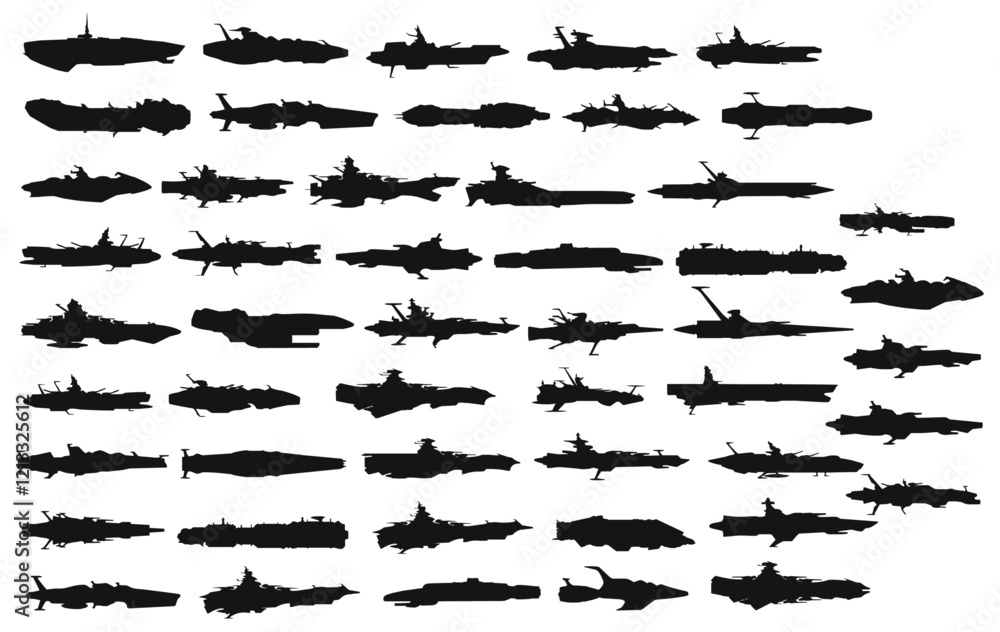 Fleet Silhouette: An eye-level shot unveils a dense fleet of silhouettes of ships, hinting at maritime presence, or strategic depth. Fleet Silhouette: An eye-level shot unveils a dense fleet of silhouettes of ships, hinting at maritime presence, or strategic depth.