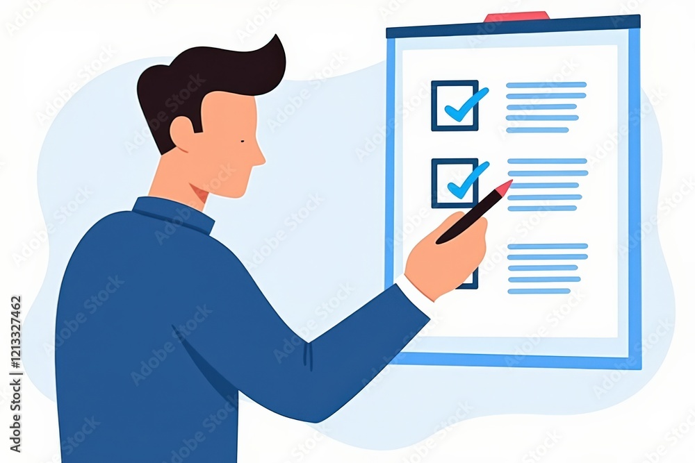Focused Businessman Reviewing Checklist on a Clipboard for Productivity and Task Management Focused Businessman Reviewing Checklist on a Clipboard for Productivity and Task Management