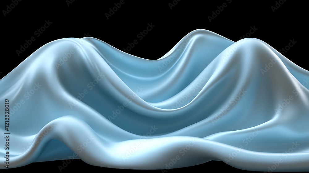 Fototapeta premium Abstract Blue Draped Fabric Soft Waves Design