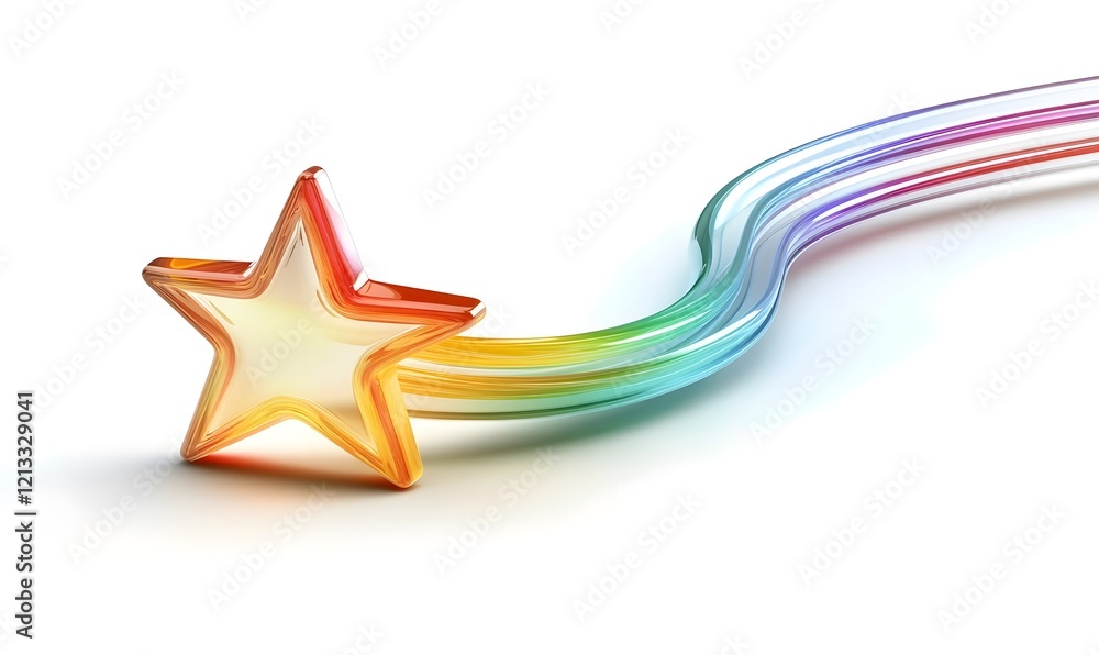 Obraz premium Rainbow trail starburst, 3D render, white background, design element