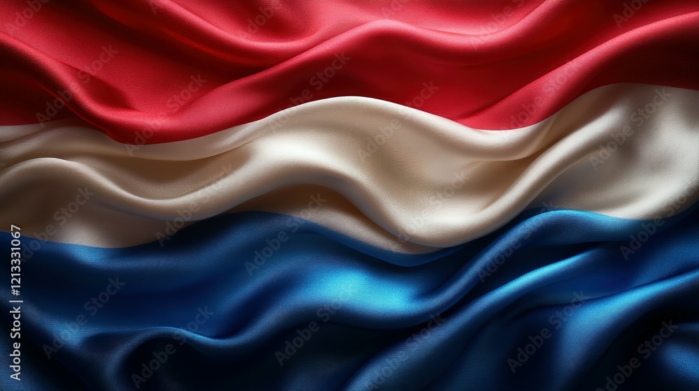 Fototapeta premium Draped Luxembourgish Flag Showing Red White and Blue