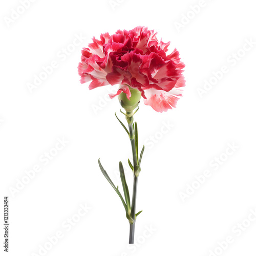 Detailed carnation flower on a see-through background, emphasizing its botanical elegance.