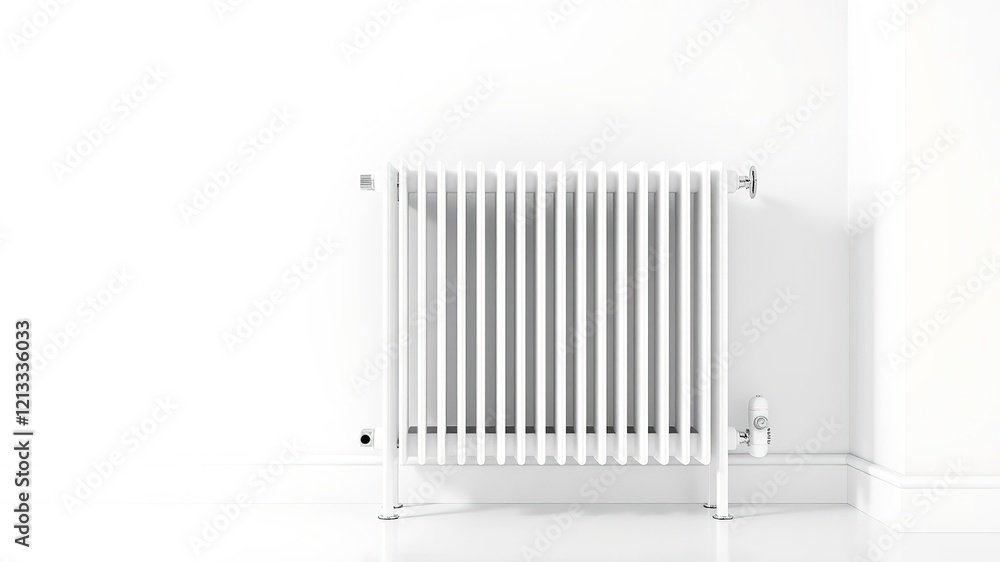 Sleek White Radiator, Modern Design, High-Resolution Image Sleek White Radiator, Modern Design, High-Resolution Image