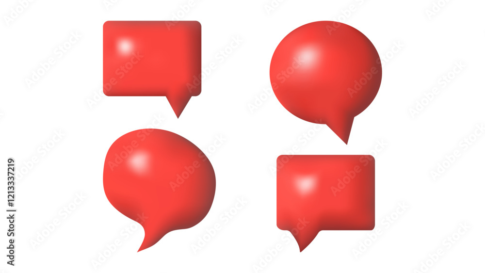 3D speech bubbles different shapes message icon. Empty Template. For social media advertising posters. Vector isolated set. 3D speech bubbles different shapes message icon. Empty Template. For social media advertising posters. Vector isolated set.