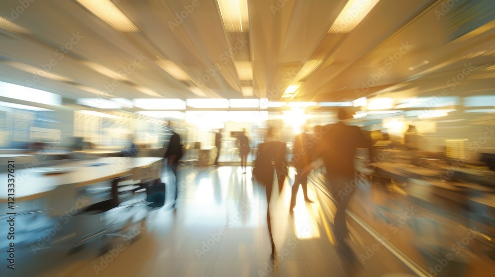 Dynamic office atmosphere: blurred business space with engaged employees working together. Dynamic office atmosphere: blurred business space with engaged employees working together.