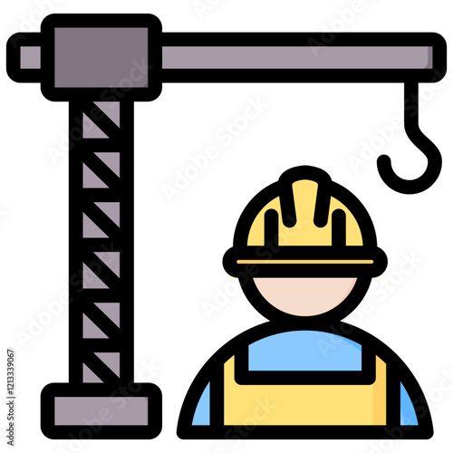 Construction Worker Outline Color Icon