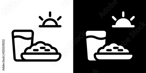 iftar time line and glyph icon, outline and glyph vector sign, linear and glyph style pictogram isolated on white and black. islamic Symbol, logo, icon, illustration