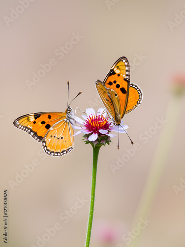 Two viceroy butterflies sitting on a flower photo