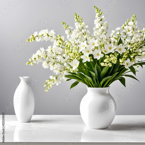 Wallpaper Mural Elegant floral arrangement with white vases on table. Torontodigital.ca