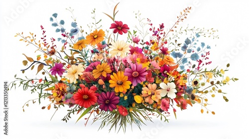 Fall flower arrangement wide angle centered composition for floral design inspiration