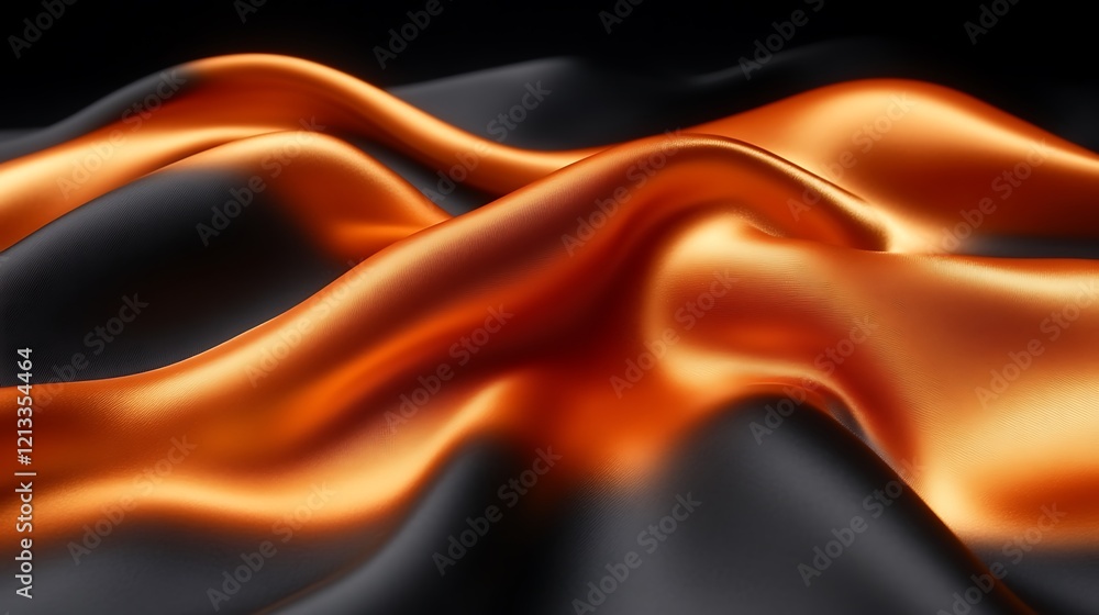 Obraz premium Abstract Draped Fabric in Orange and Black Hues