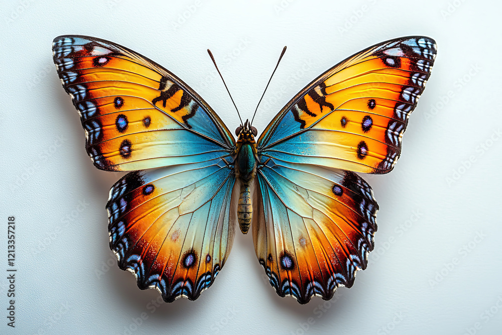 Fototapeta premium A Vividly Colored Butterfly With Orange Blue Wings