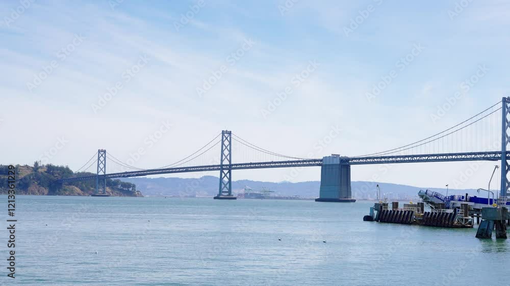 San Francisco-Oakland Bay Bridge static shot from the historic Ferry Building. San Francisco-Oakland Bay Bridge static shot from the historic Ferry Building.