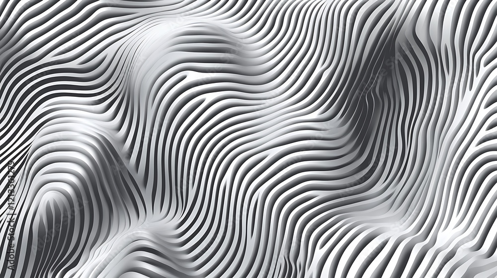 Abstract grayscale undulating lines form a three dimensional wave pattern Abstract grayscale undulating lines form a three dimensional wave pattern