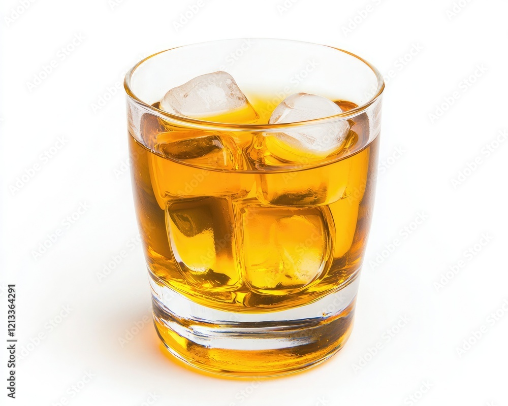 A glass of whiskey with ice cubes, showcasing a rich amber color and a smooth texture, ideal for sipping and enjoying. A glass of whiskey with ice cubes, showcasing a rich amber color and a smooth texture, ideal for sipping and enjoying.